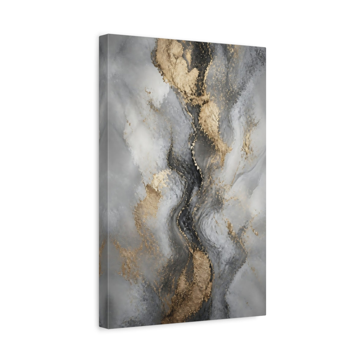 Side Mockup 4. Gilded Marble Flow shown as canvas print