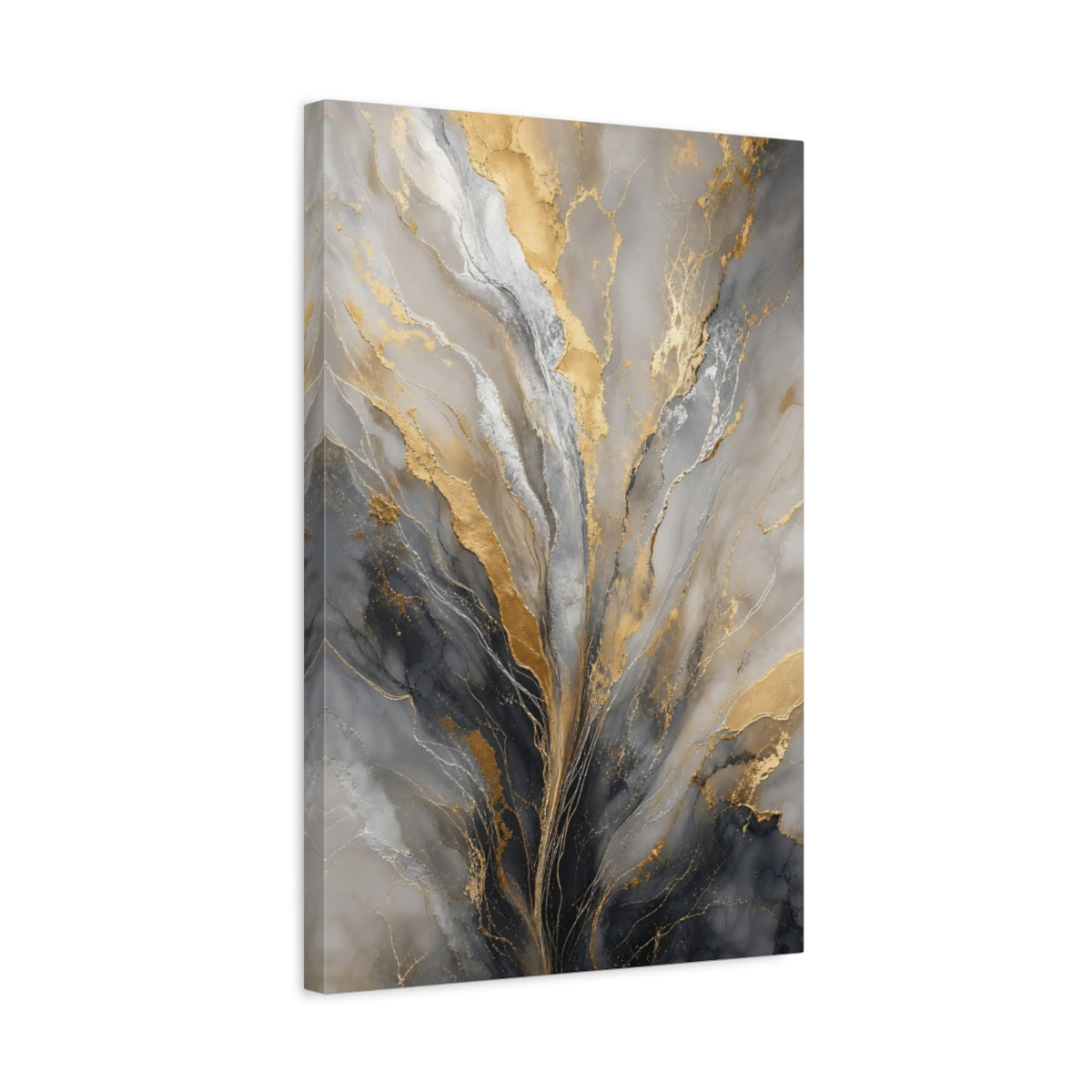 Side Mockup 3. Gilded Marble Flow shown as canvas print