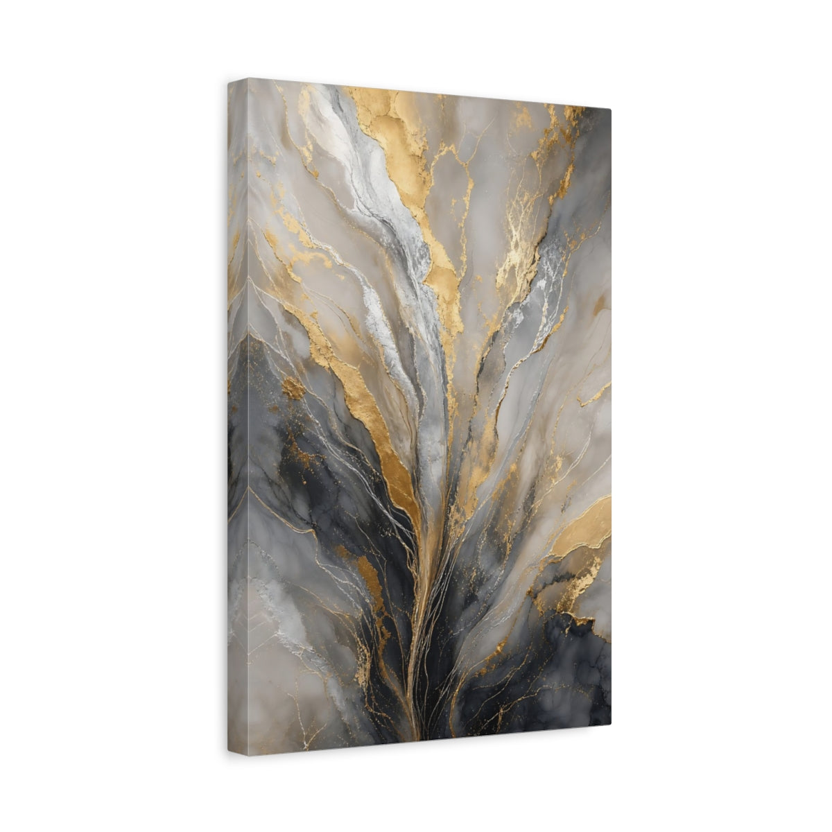 Side Mockup 4. Gilded Marble Flow shown as canvas print