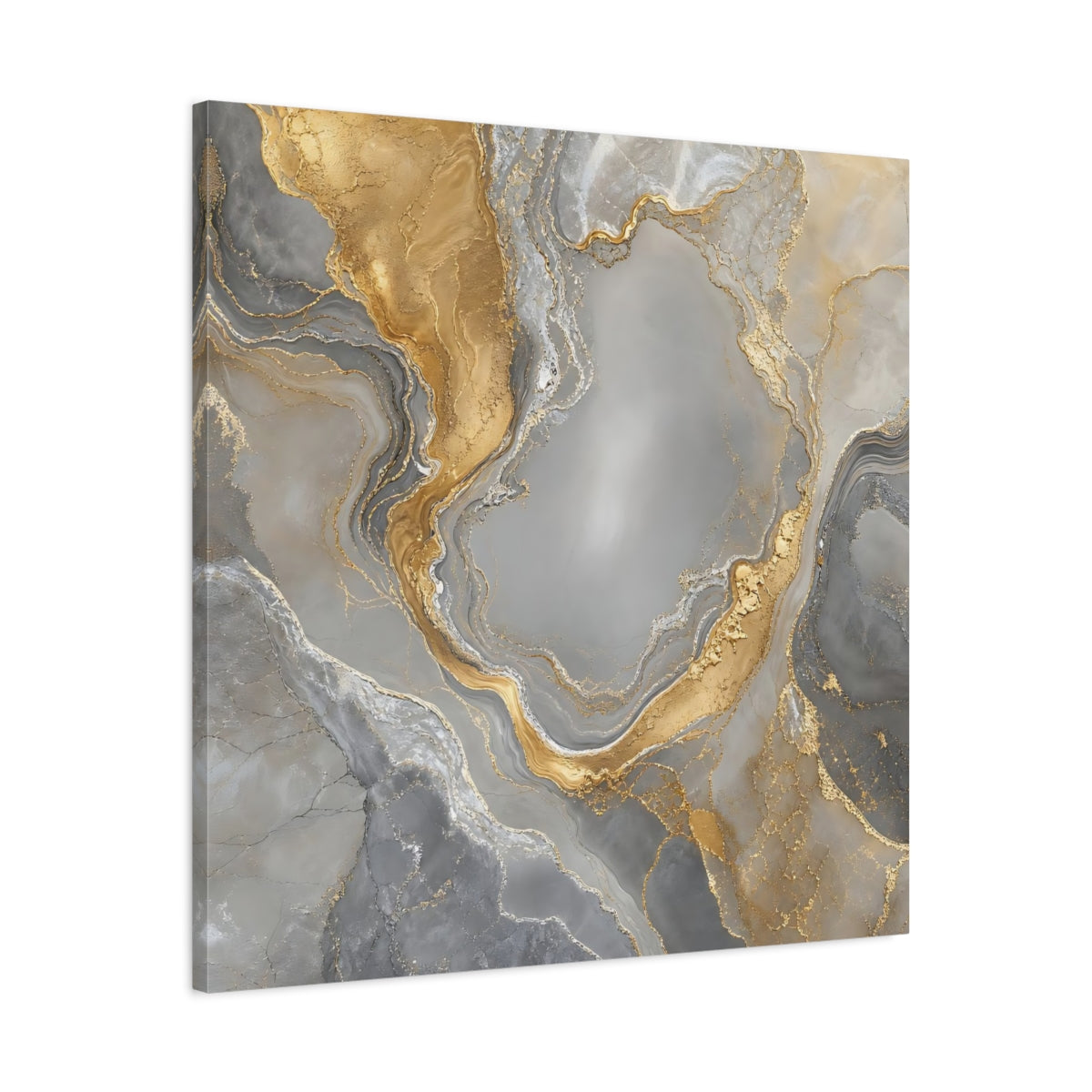 Side Mockup 3. Gilded Marble Flow shown as canvas print