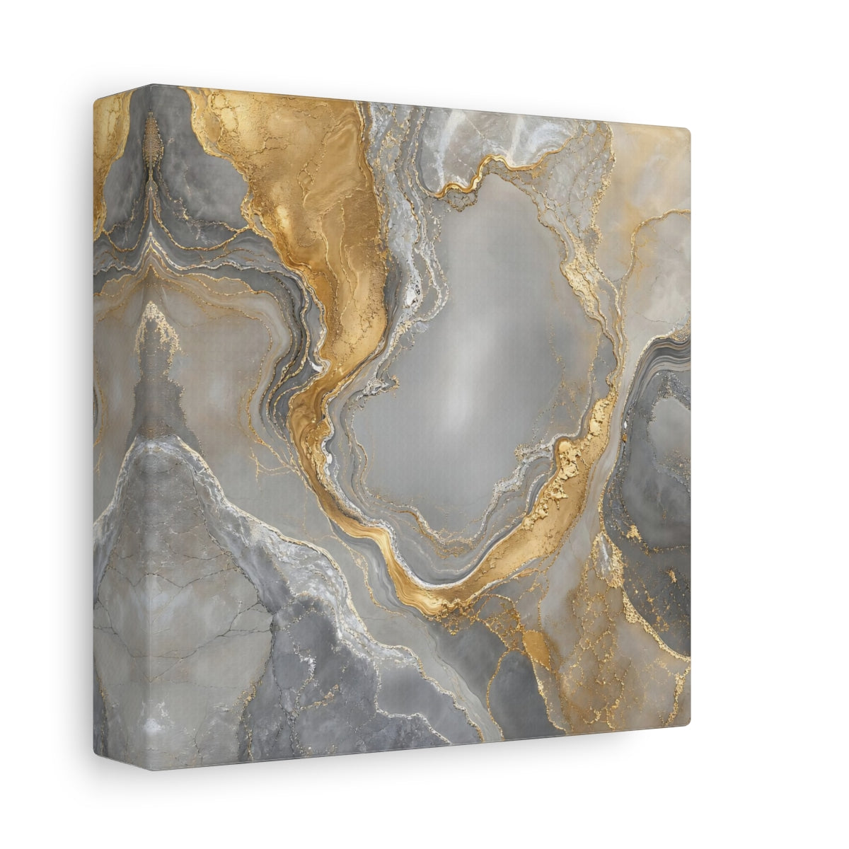 Side Mockup 2. Gilded Marble Flow shown as canvas print