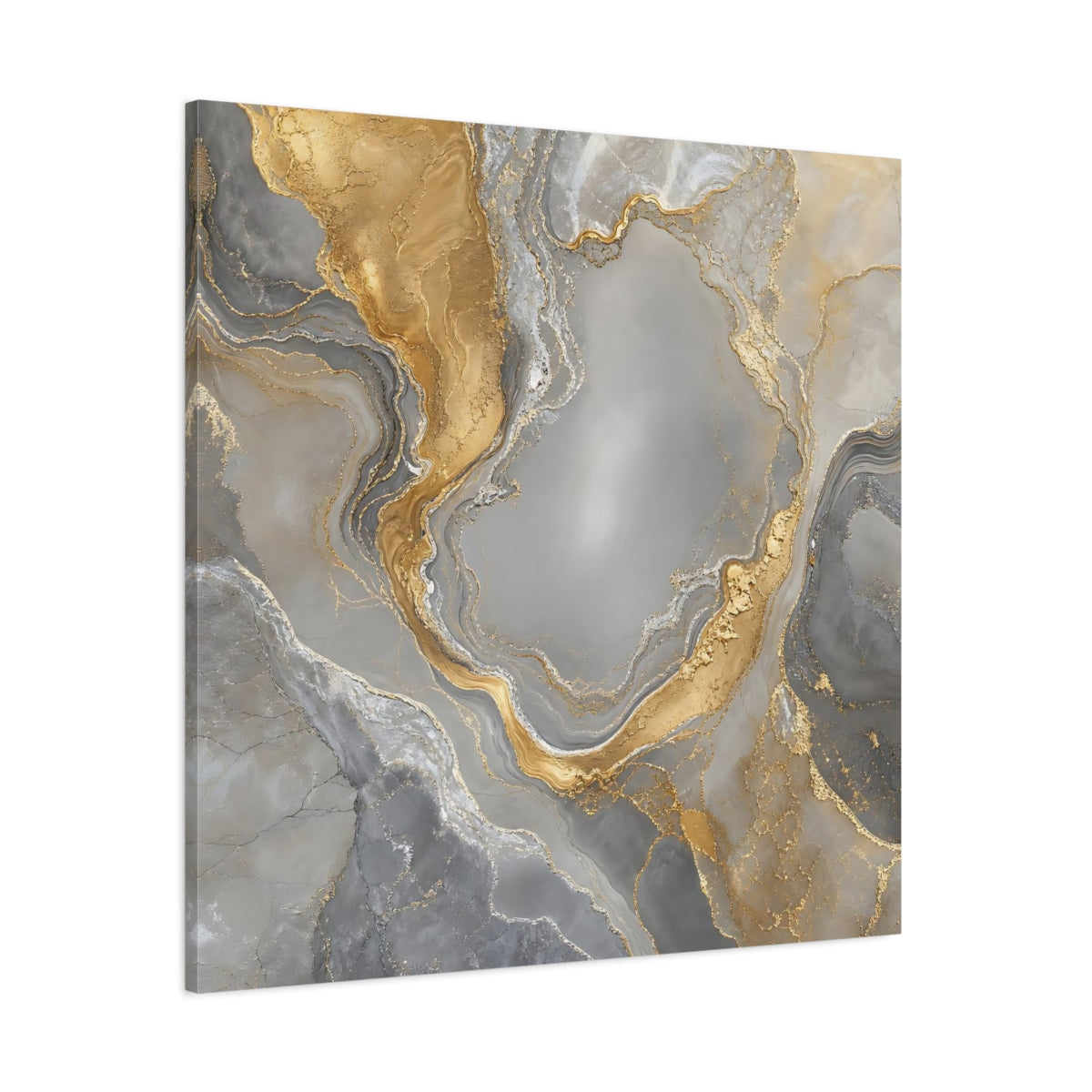 Side Mockup 1. Gilded Marble Flow shown as canvas print