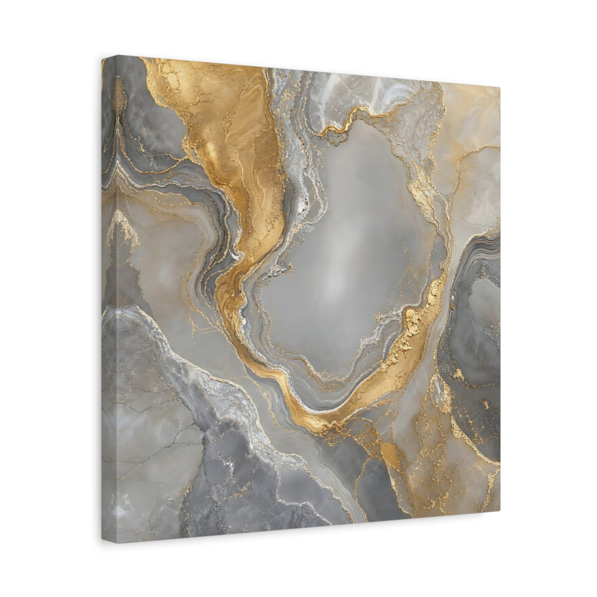 Side Mockup 6. Gilded Marble Flow shown as canvas print