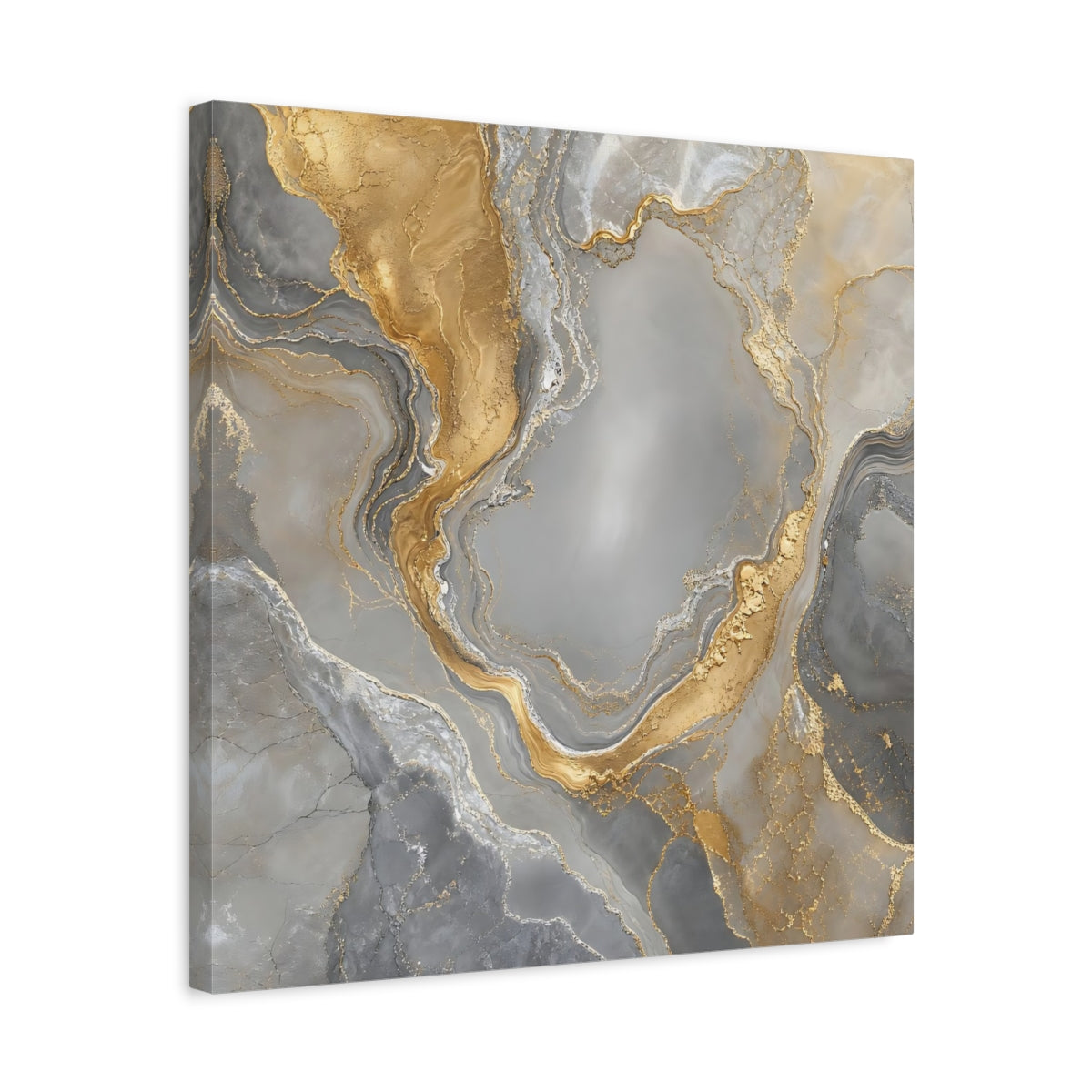 Side Mockup 5. Gilded Marble Flow shown as canvas print