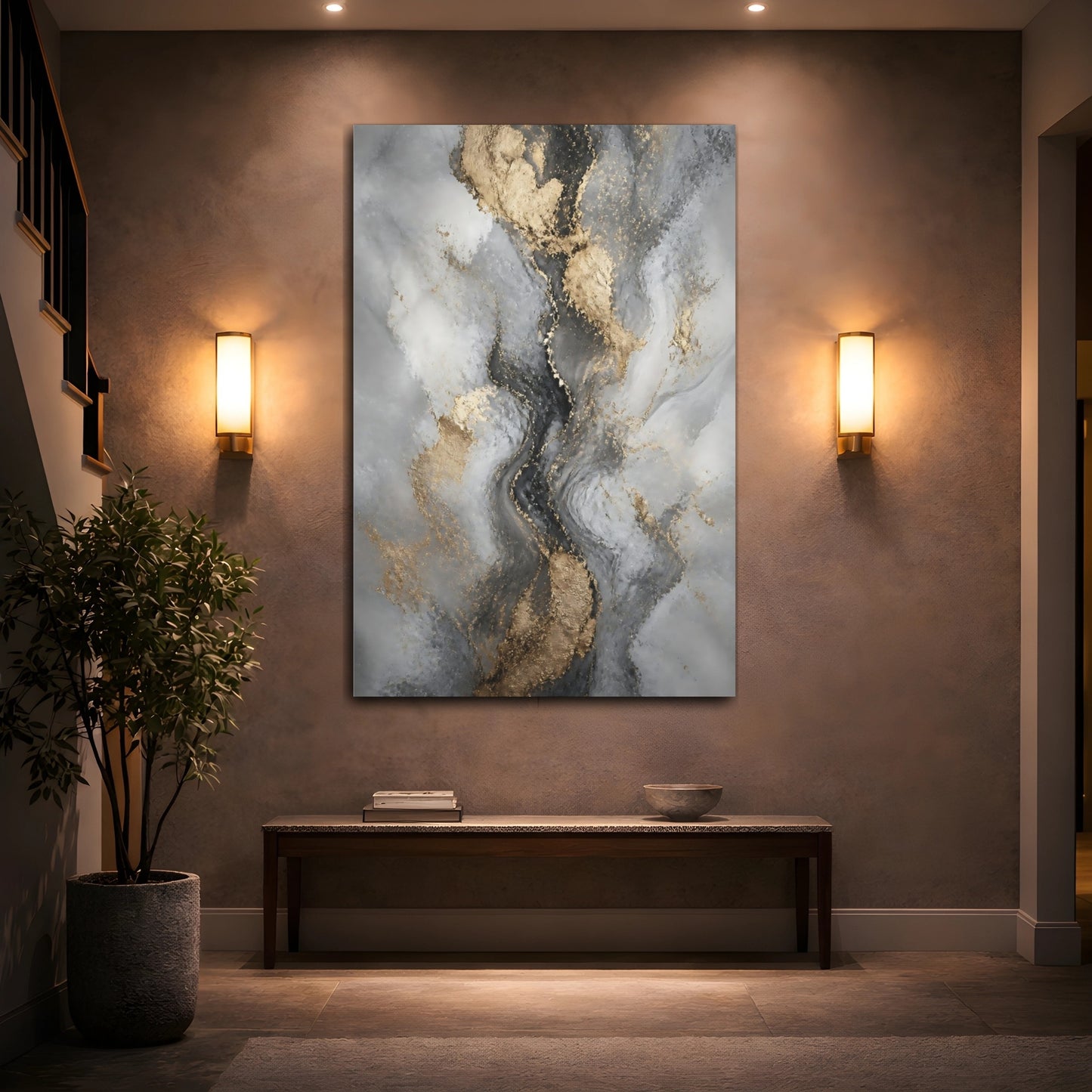 Mockup 2. Gilded Marble Flow shown as canvas print