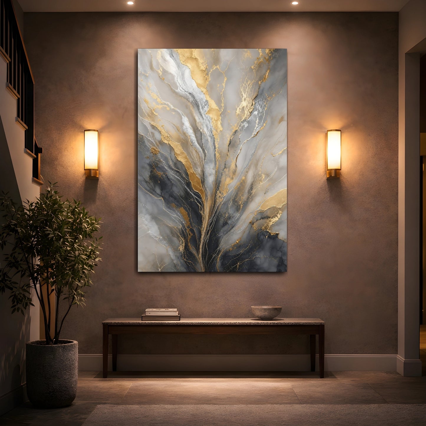 Mockup 2. Gilded Marble Flow shown as canvas print