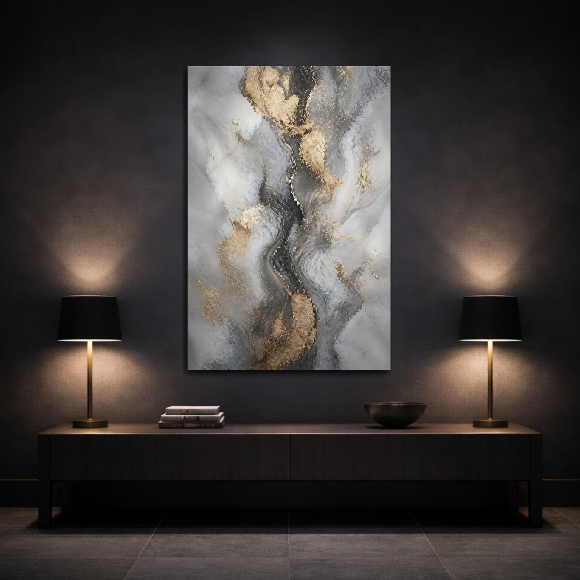 Mockup 3. Gilded Marble Flow shown as canvas print