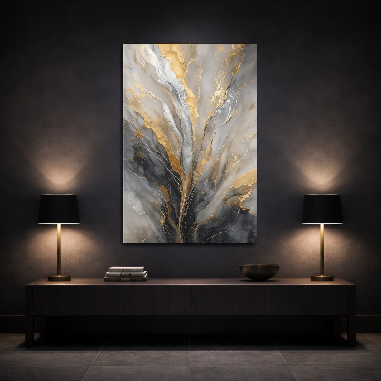 Mockup 3. Gilded Marble Flow shown as canvas print