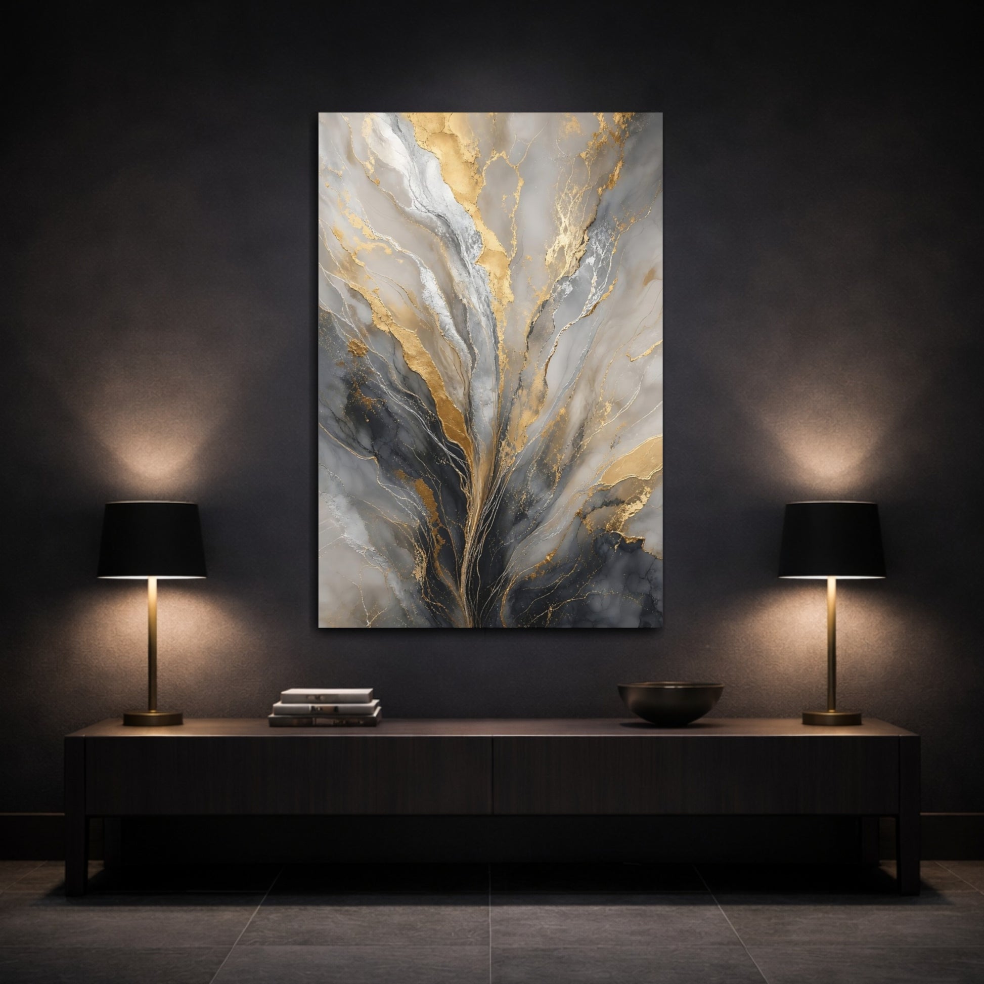 Mockup 3. Gilded Marble Flow shown as canvas print