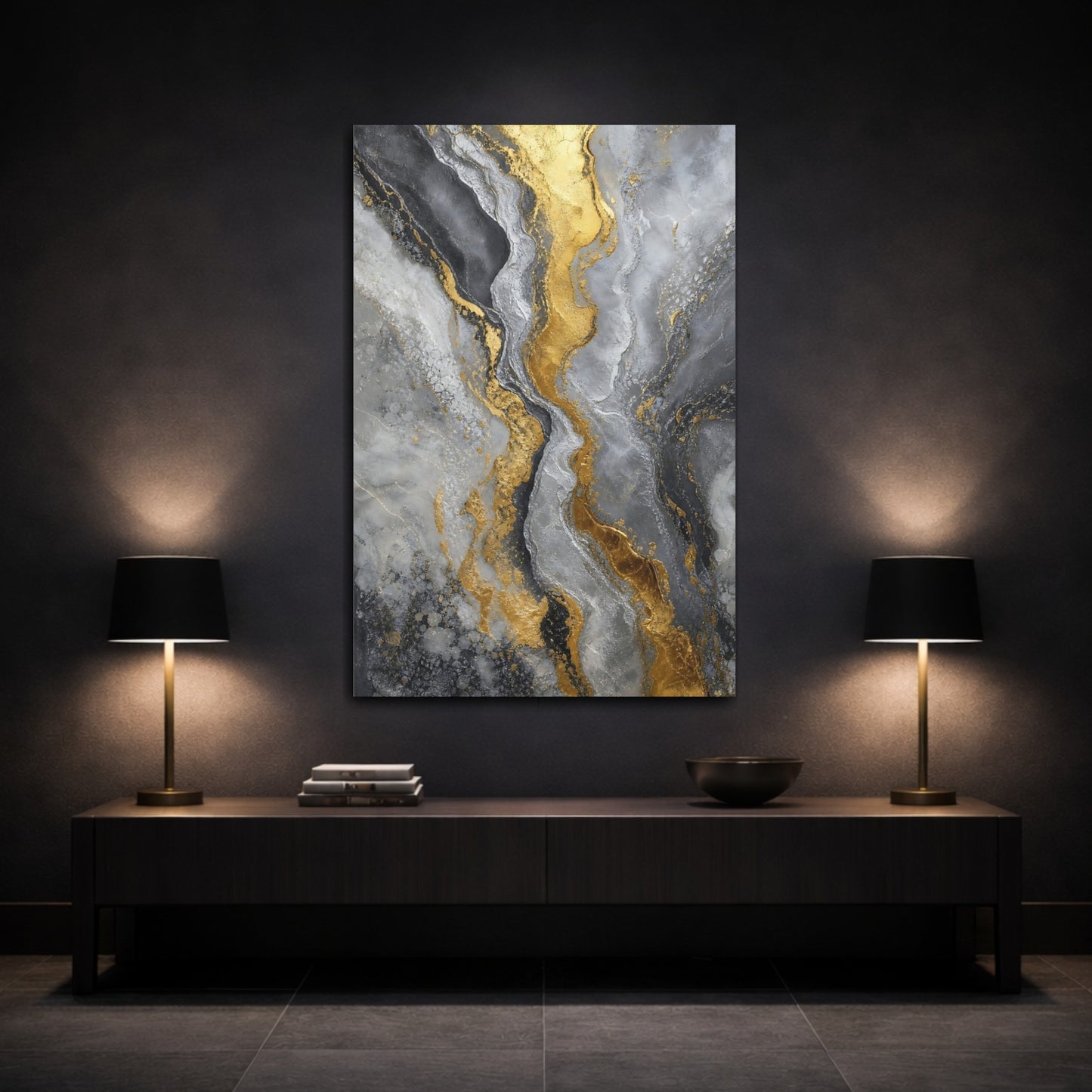 Mockup 3. Gilded Marble Flow shown as canvas print