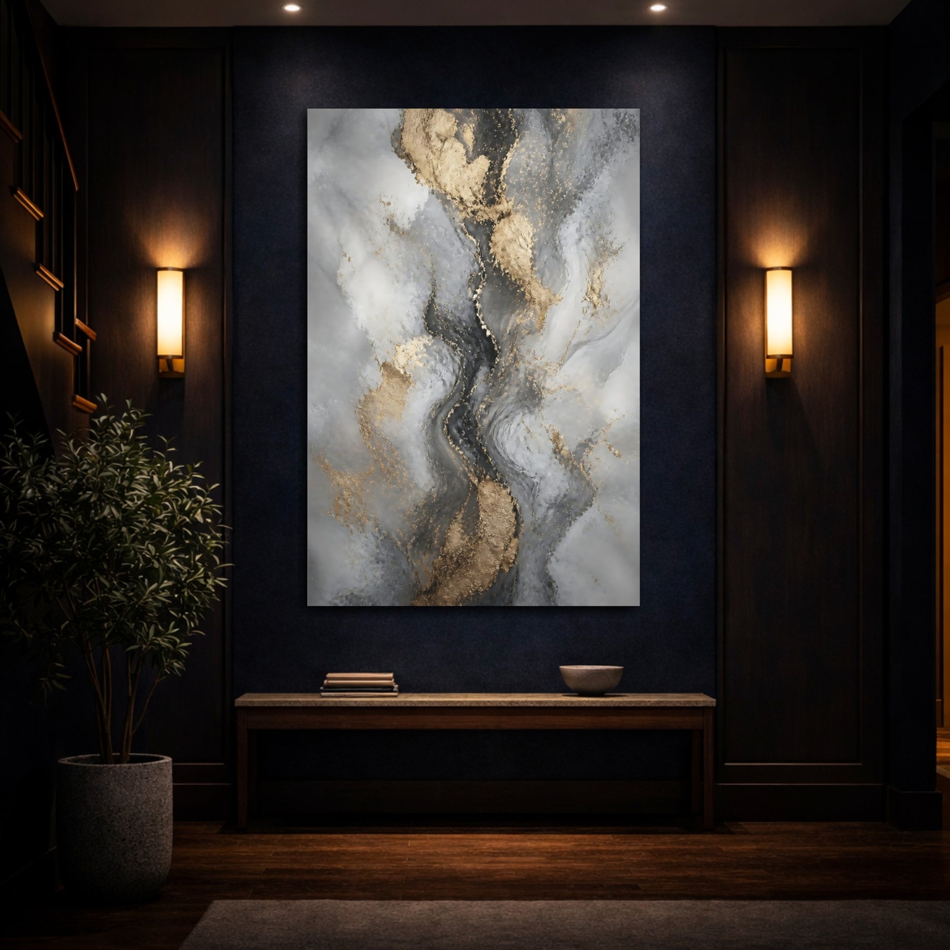 Mockup 4. Gilded Marble Flow shown as canvas print