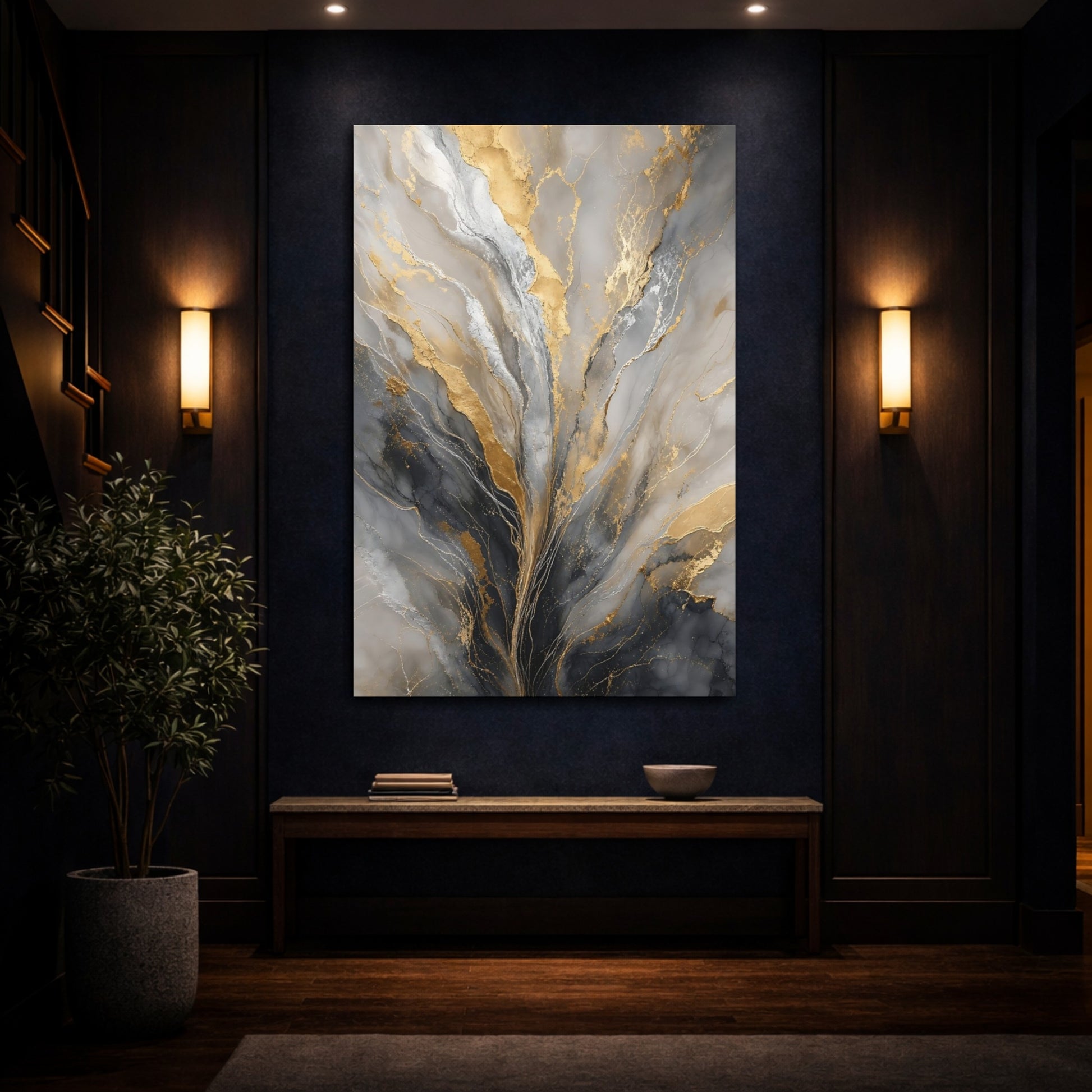 Mockup 4. Gilded Marble Flow shown as canvas print