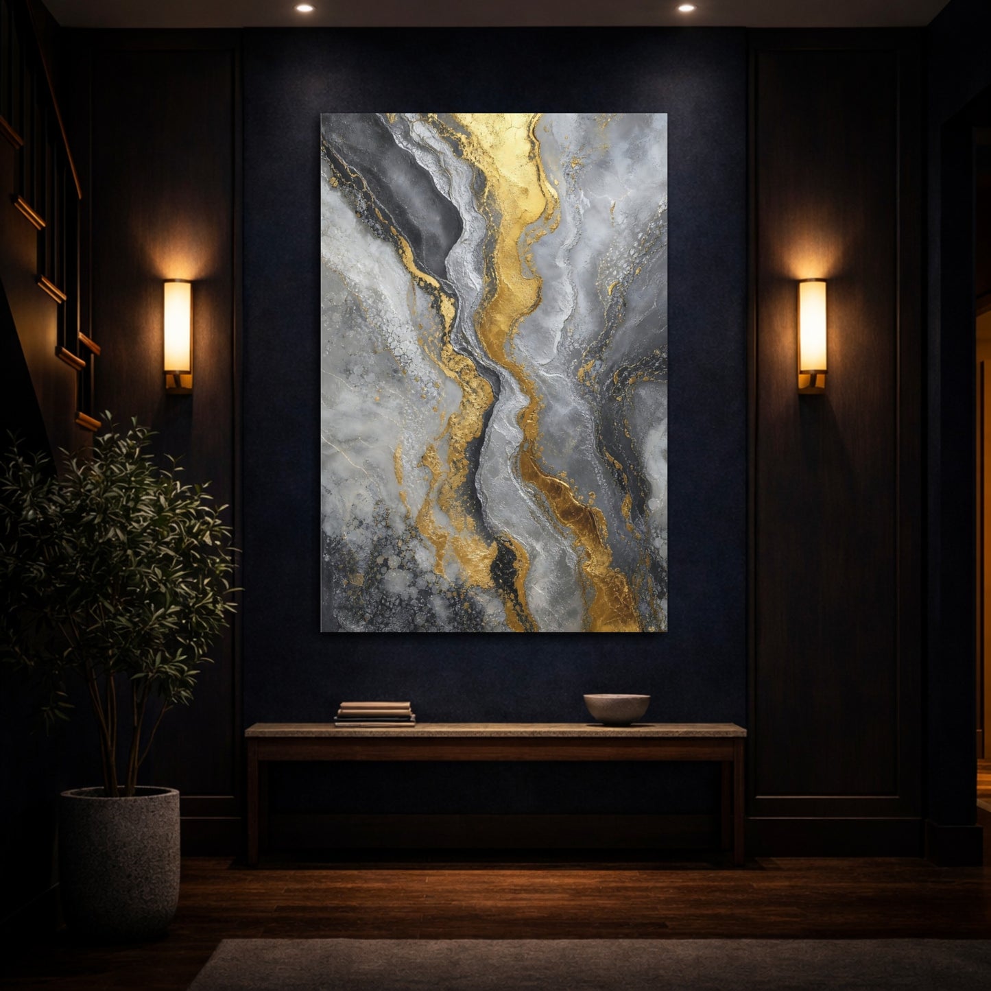 Mockup 4. Gilded Marble Flow shown as canvas print