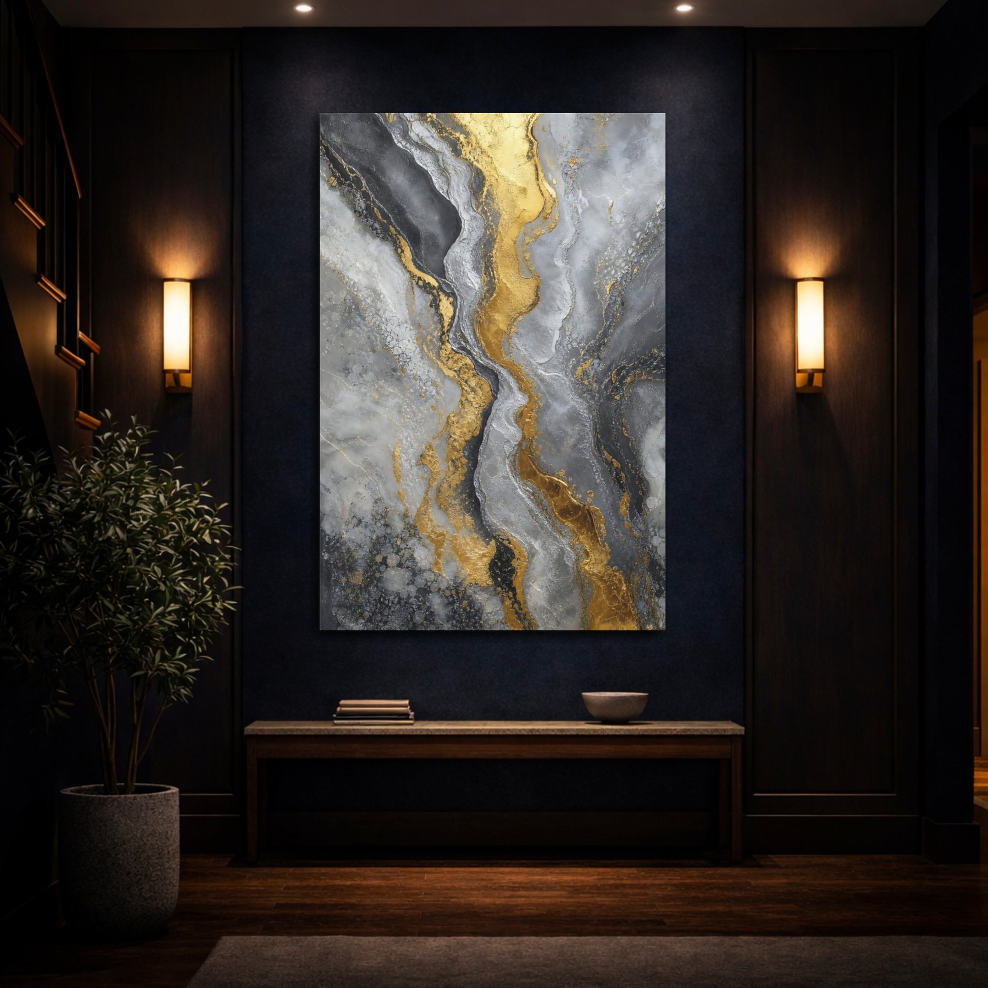 Mockup 4. Gilded Marble Flow shown as canvas print