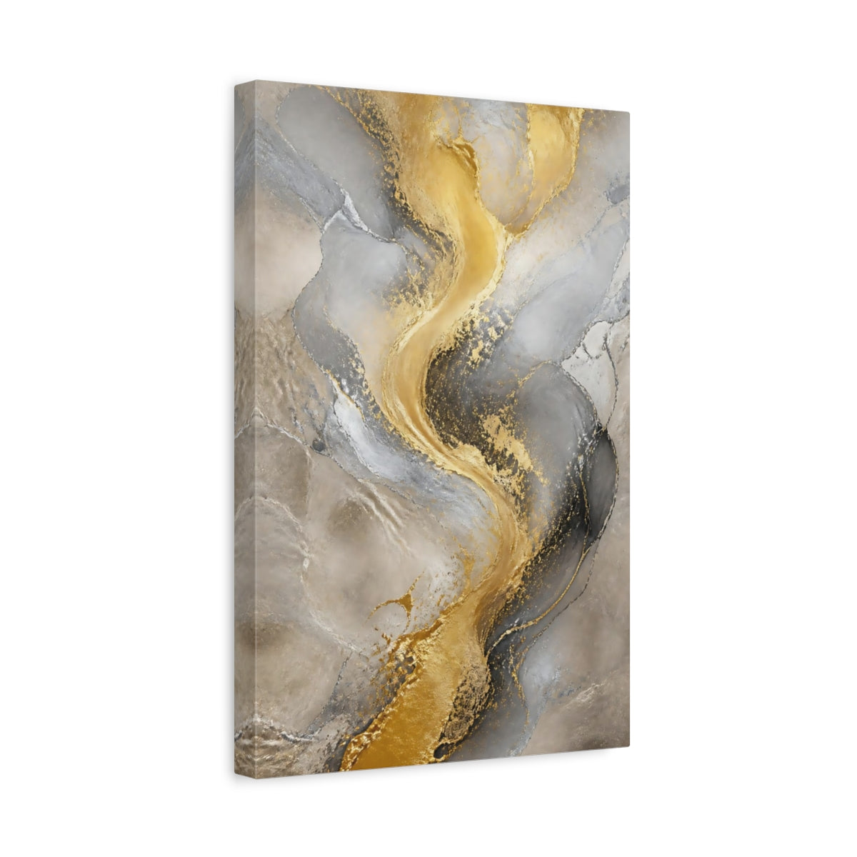 Side Mockup 4. Gilded Marble River shown as canvas print