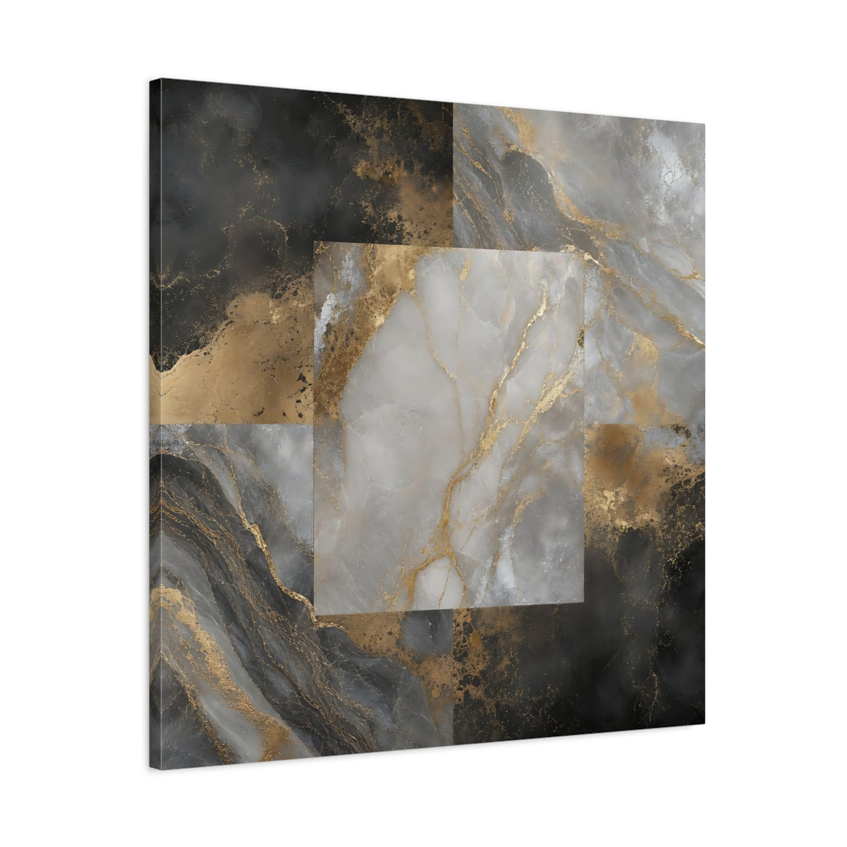 Side Mockup 3. Gilded Marble Square shown as canvas print