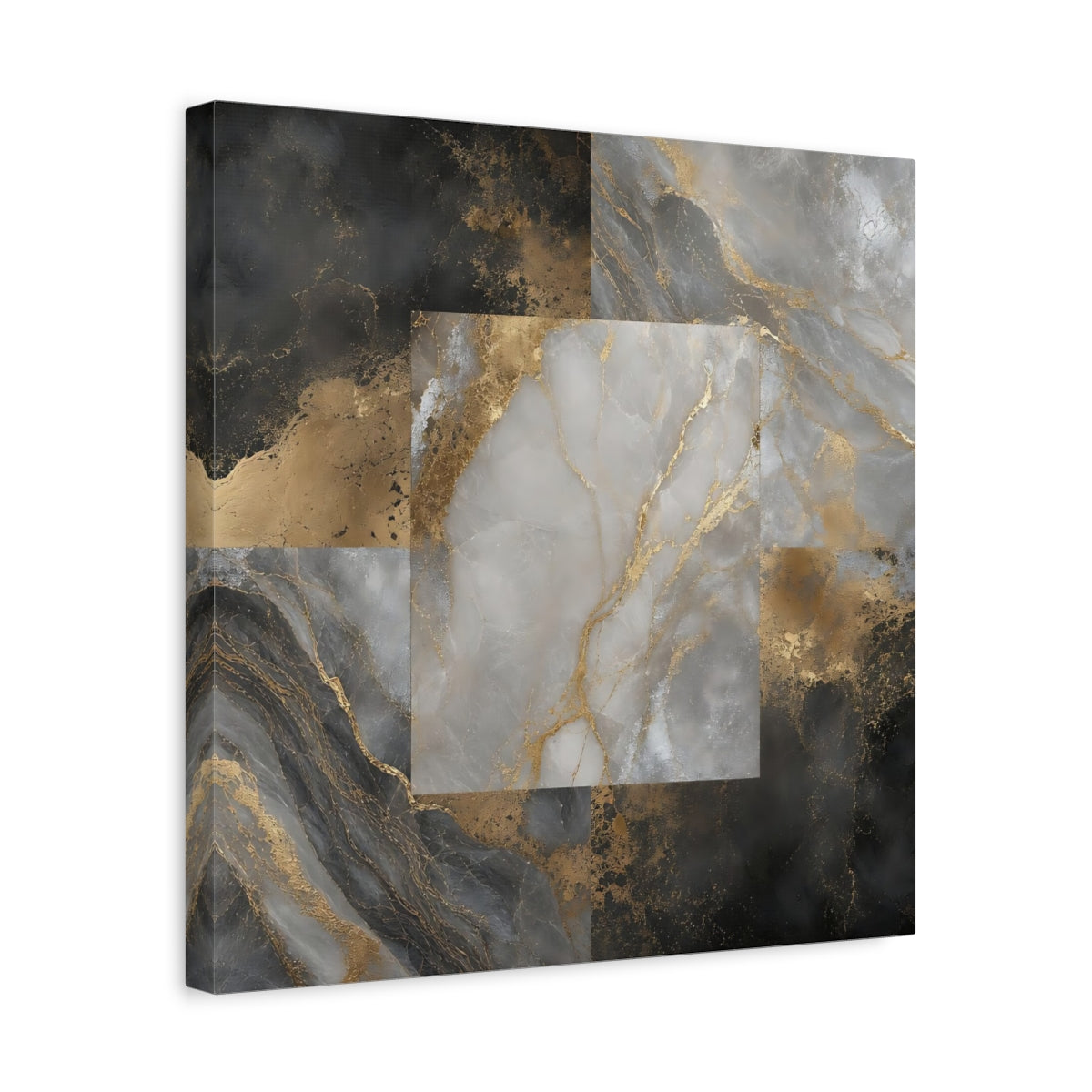 Side Mockup 6. Gilded Marble Square shown as canvas print