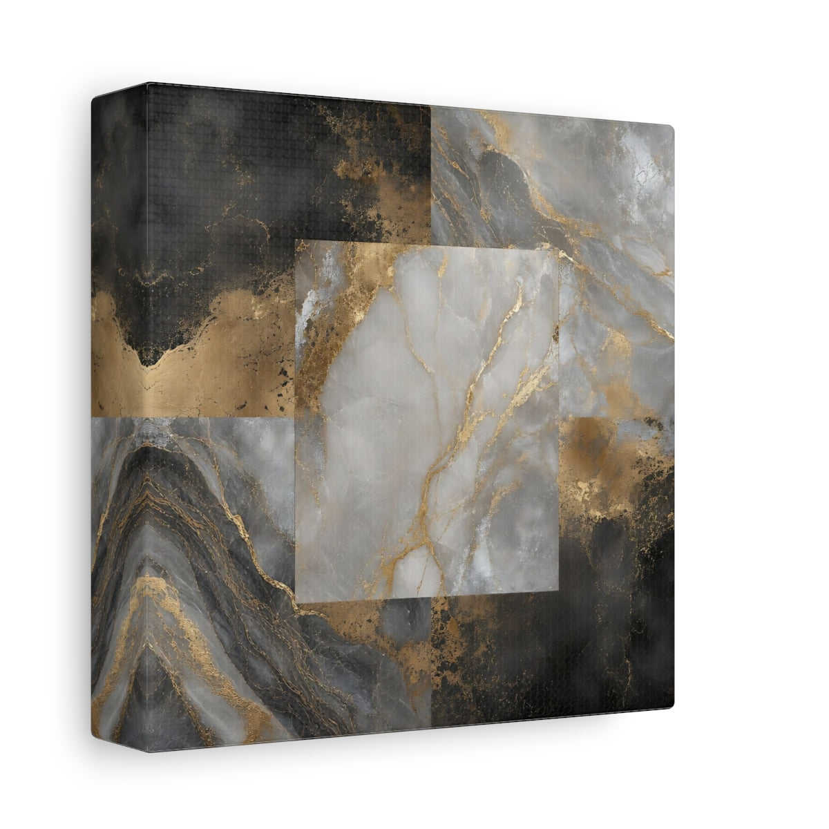 Side Mockup 2. Gilded Marble Square shown as canvas print