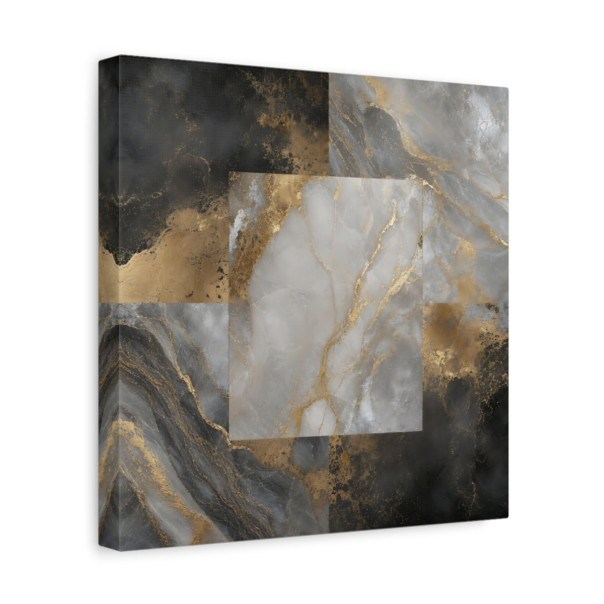 Side Mockup 8. Gilded Marble Square shown as canvas print