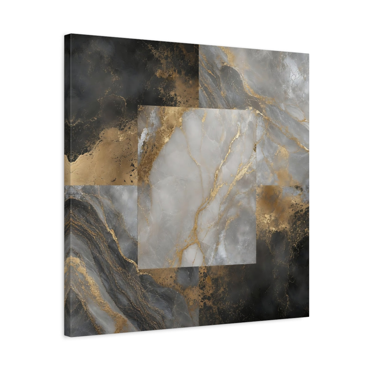 Side Mockup 4. Gilded Marble Square shown as canvas print