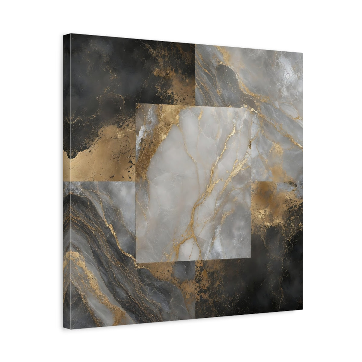 Side Mockup 5. Gilded Marble Square shown as canvas print