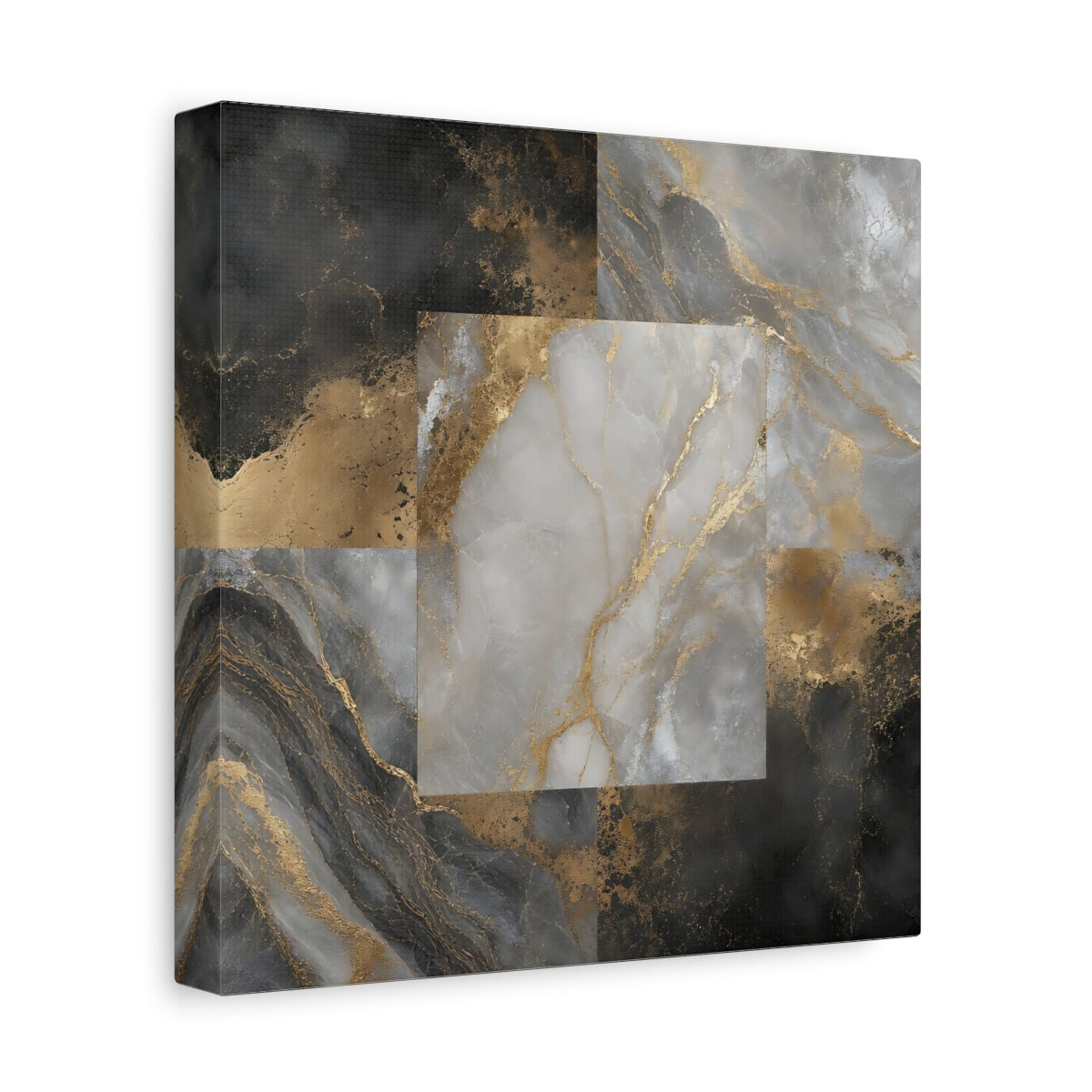 Side Mockup 9. Gilded Marble Square shown as canvas print
