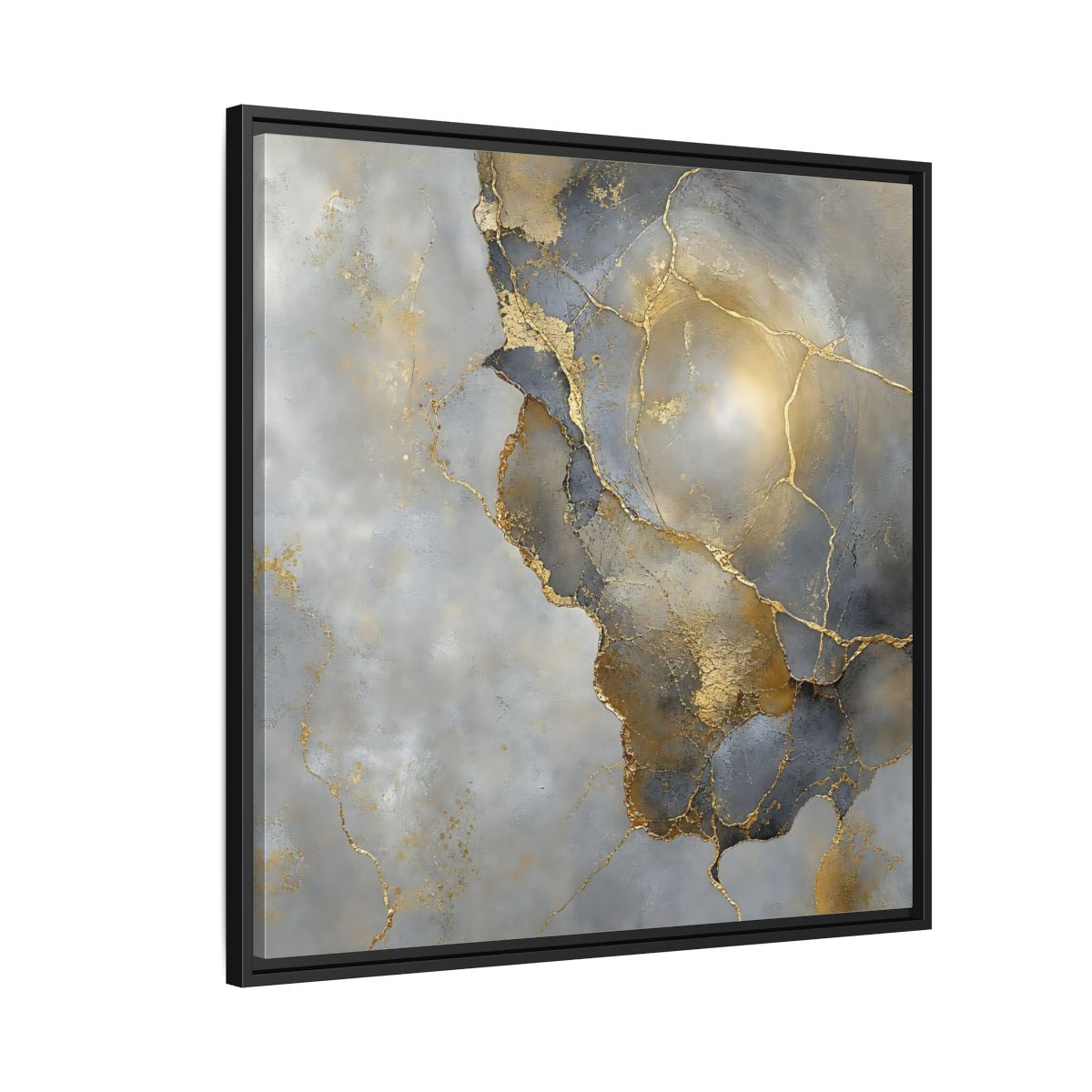 Side Mockup 9. Gilded Marble Texture shown as framed canvas print