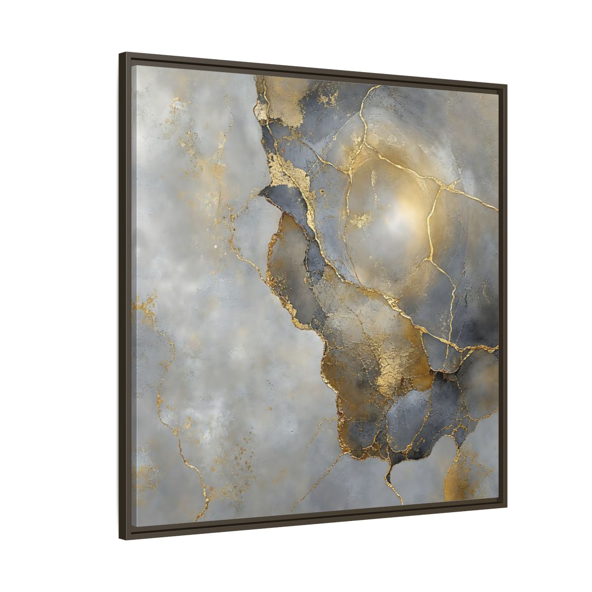 Side Mockup 5. Gilded Marble Texture shown as framed canvas print