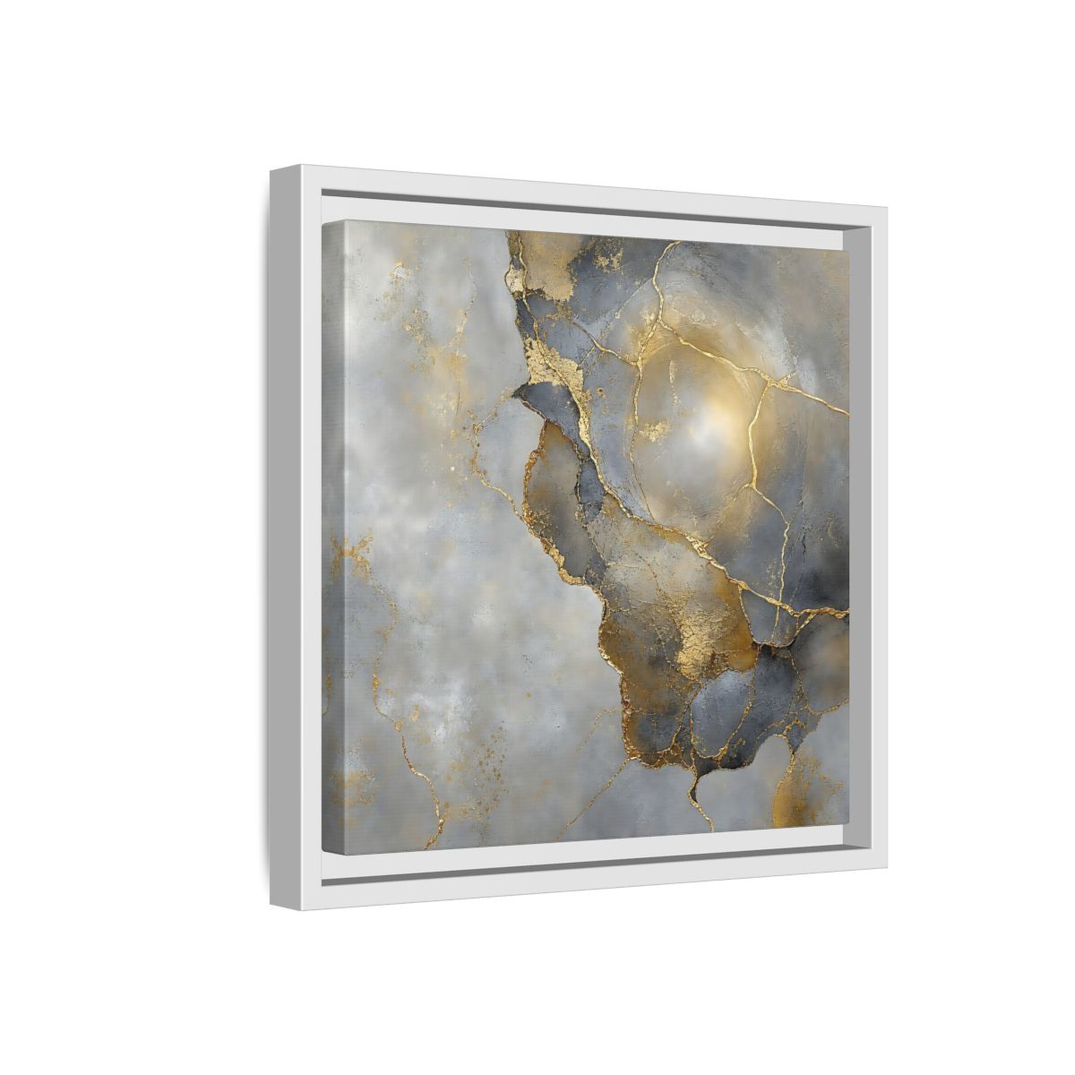 Side Mockup 16. Gilded Marble Texture shown as framed canvas print