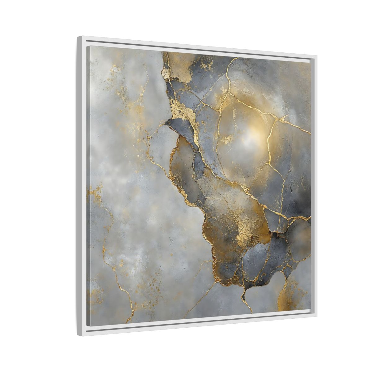 Side Mockup 7. Gilded Marble Texture shown as framed canvas print