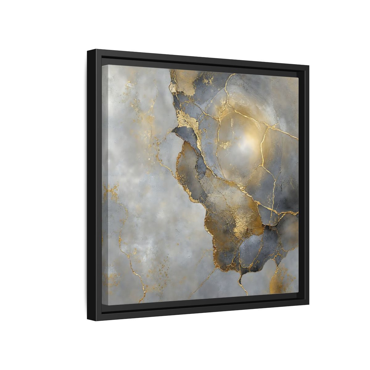 Side Mockup 15. Gilded Marble Texture shown as framed canvas print