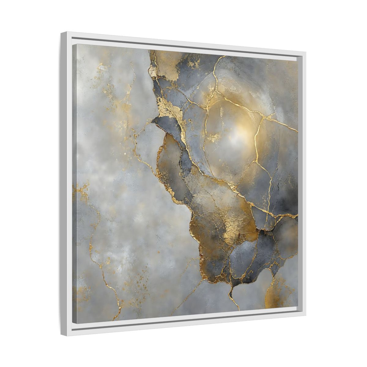 Side Mockup 26. Gilded Marble Texture shown as framed canvas print