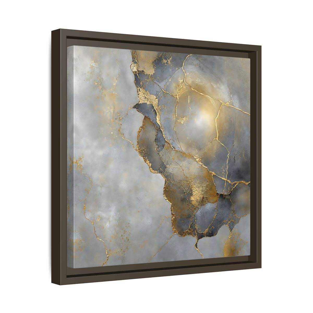 Side Mockup 29. Gilded Marble Texture shown as framed canvas print