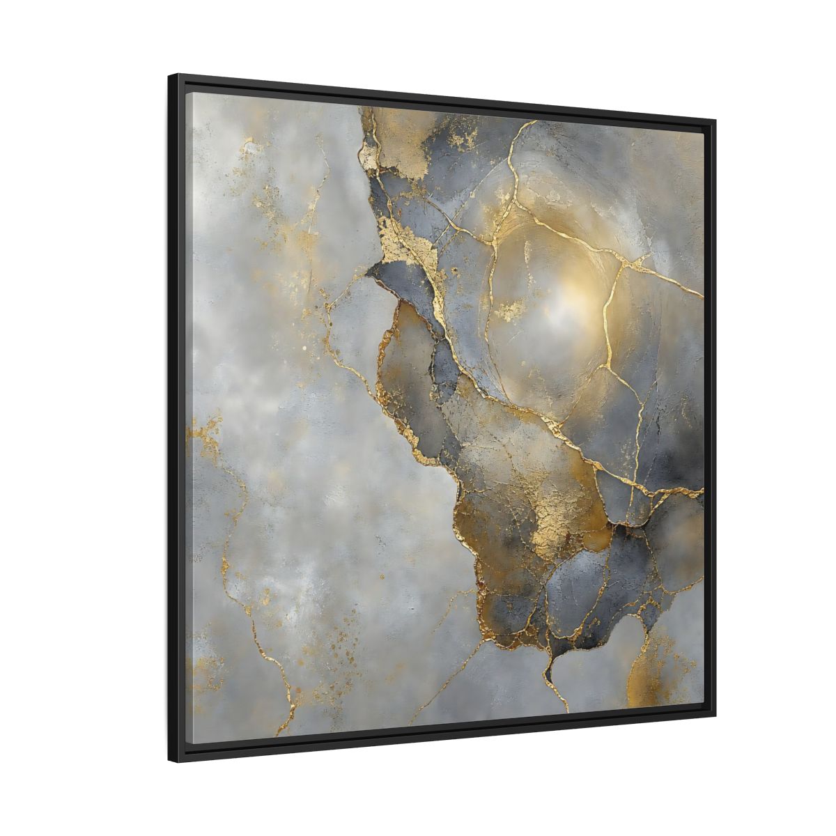 Side Mockup 6. Gilded Marble Texture shown as framed canvas print