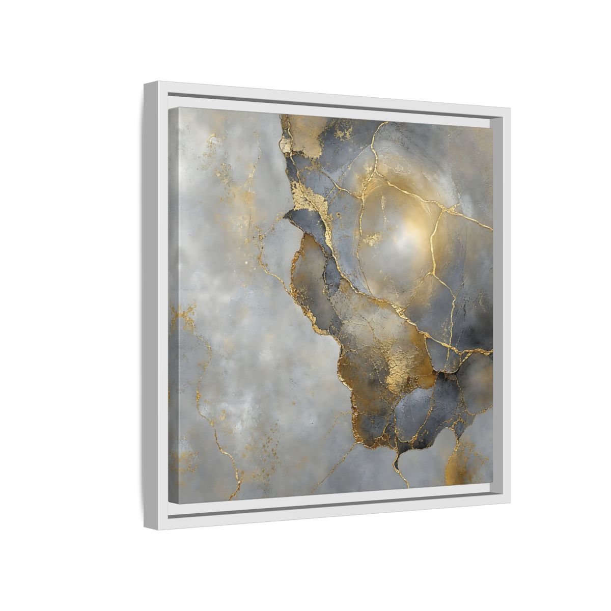 Side Mockup 13. Gilded Marble Texture shown as framed canvas print