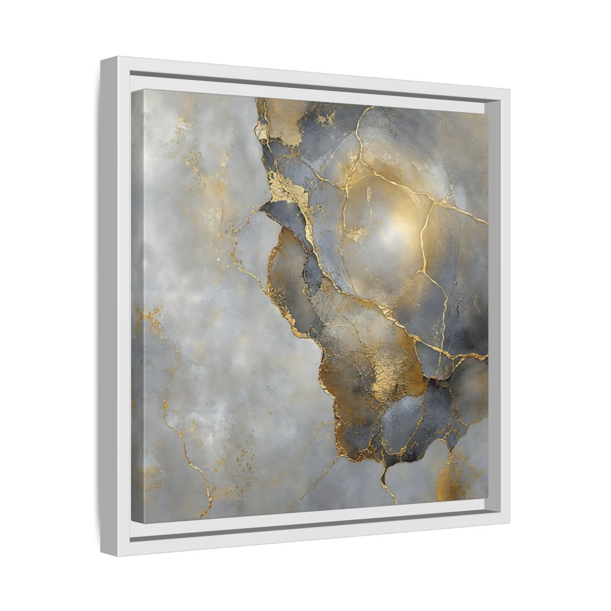 Side Mockup 28. Gilded Marble Texture shown as framed canvas print