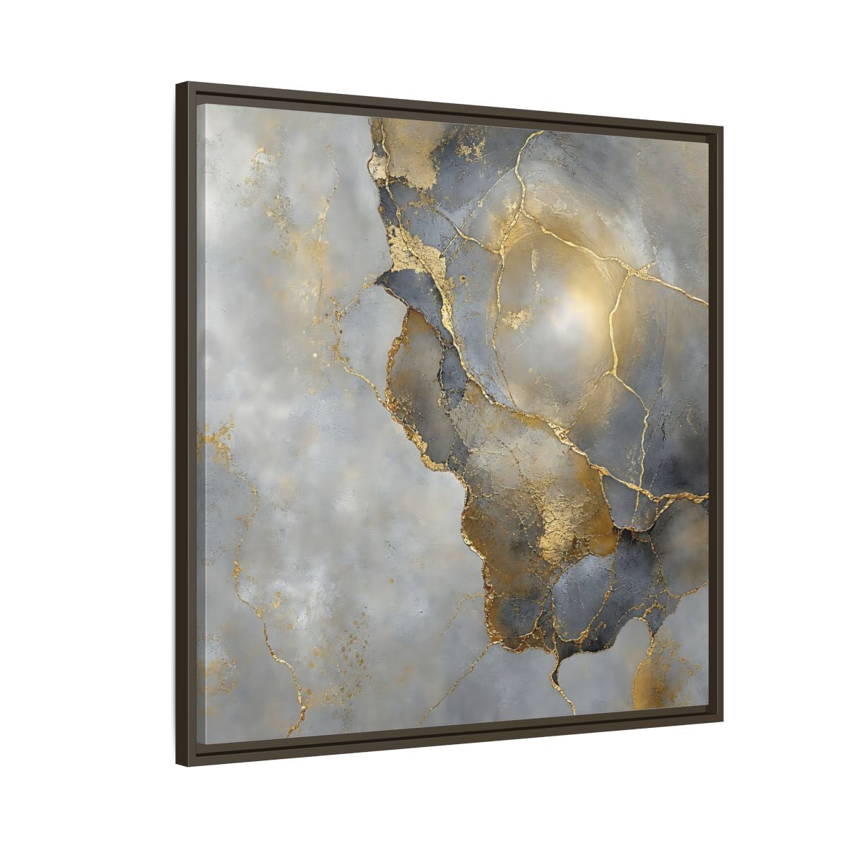 Side Mockup 8. Gilded Marble Texture shown as framed canvas print
