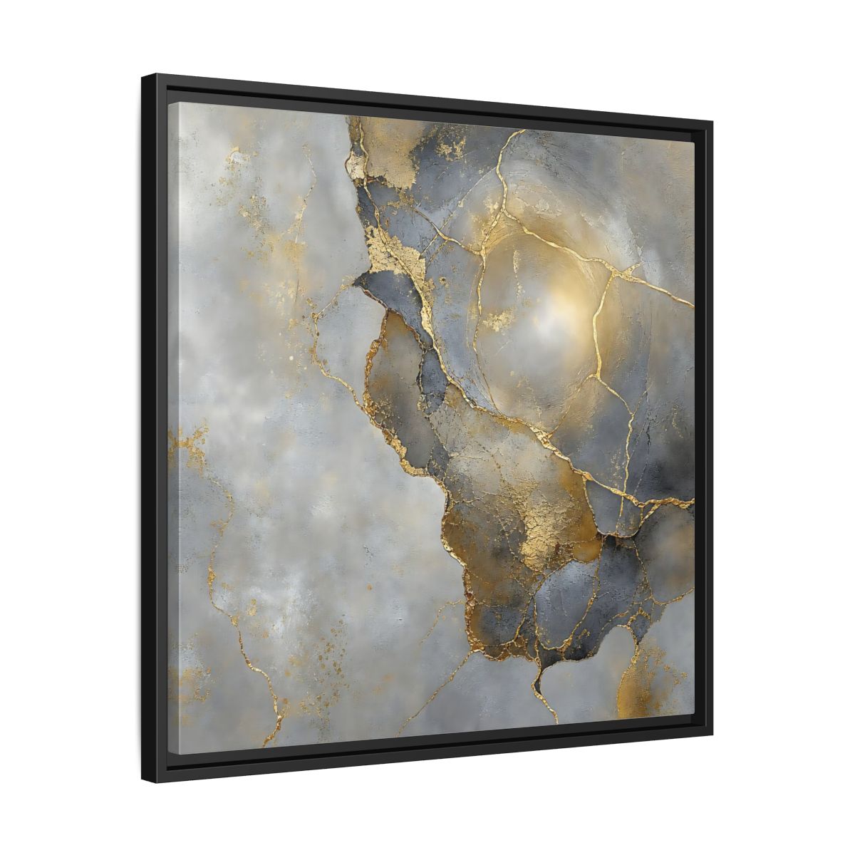 Side Mockup 31. Gilded Marble Texture shown as framed canvas print