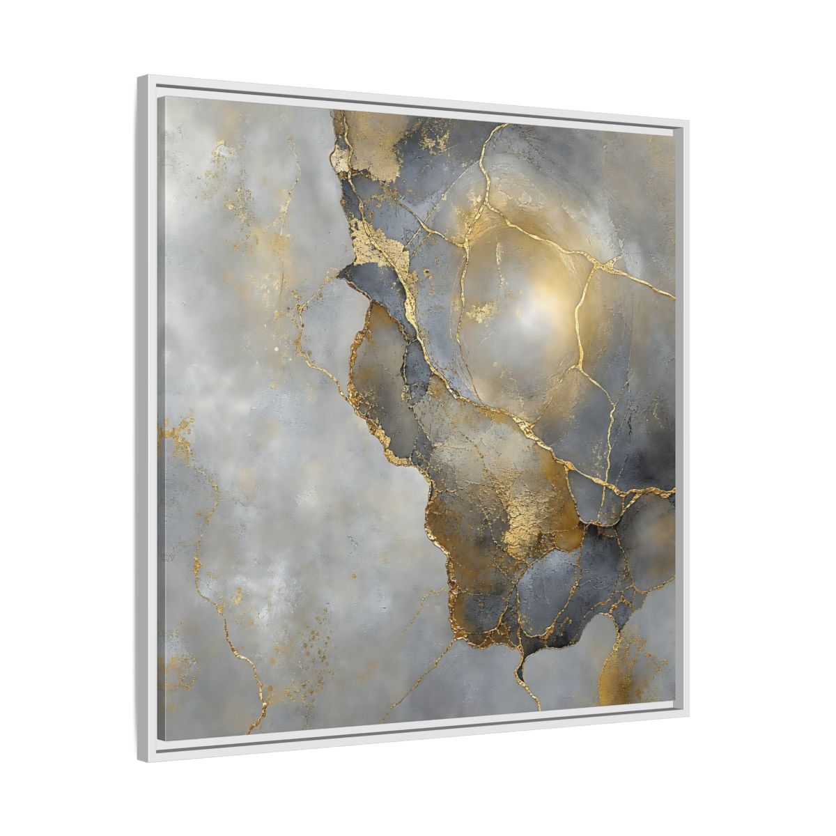 Side Mockup 25. Gilded Marble Texture shown as framed canvas print