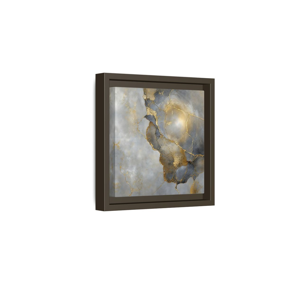 Side Mockup 2. Gilded Marble Texture shown as framed canvas print