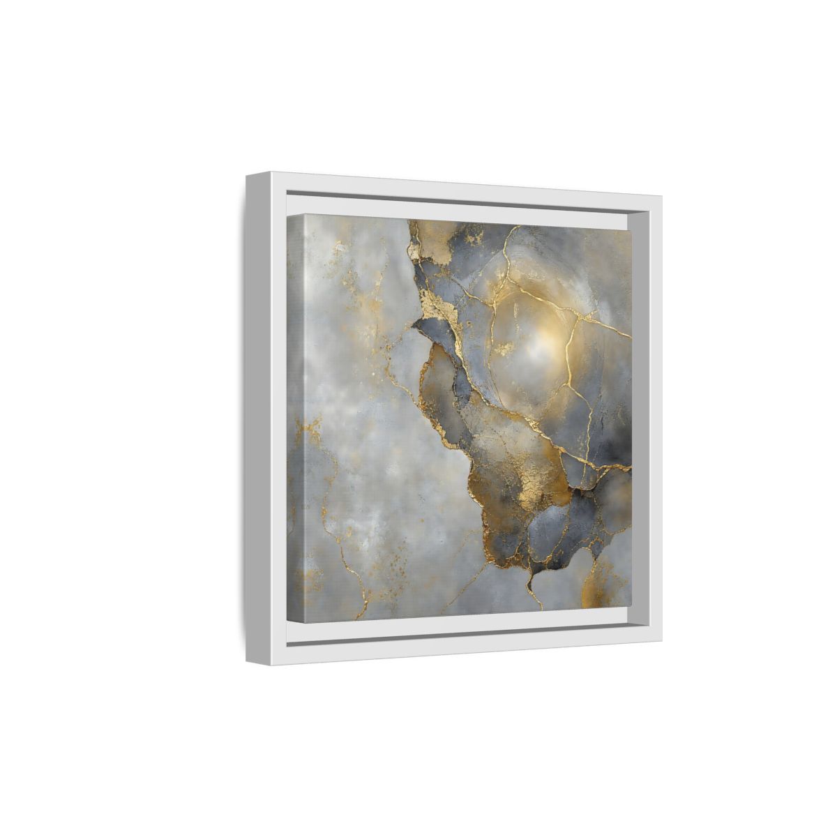Side Mockup 19. Gilded Marble Texture shown as framed canvas print