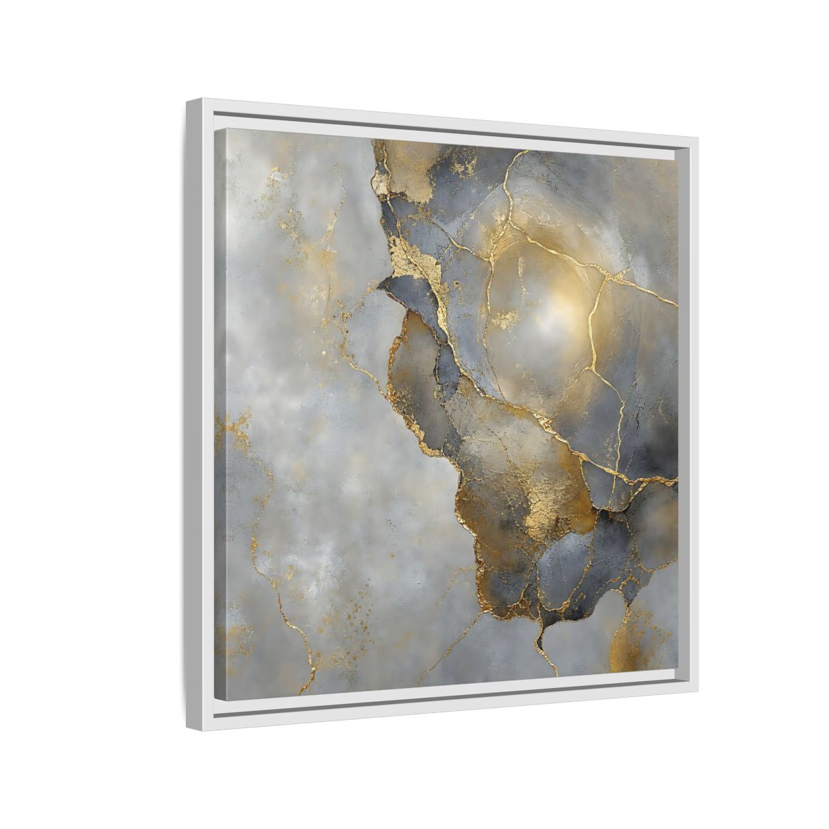 Side Mockup 10. Gilded Marble Texture shown as framed canvas print