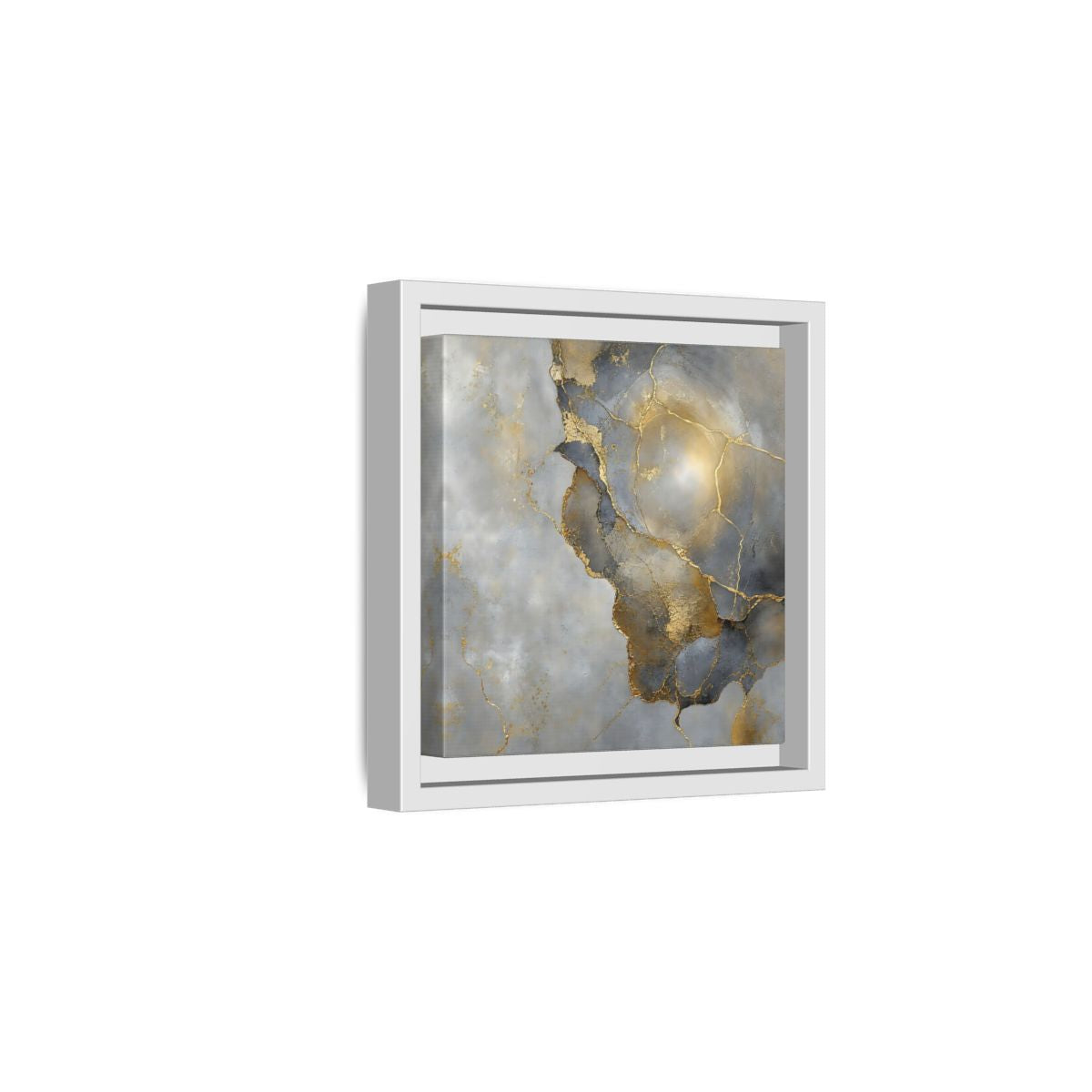 Side Mockup 1. Gilded Marble Texture shown as framed canvas print