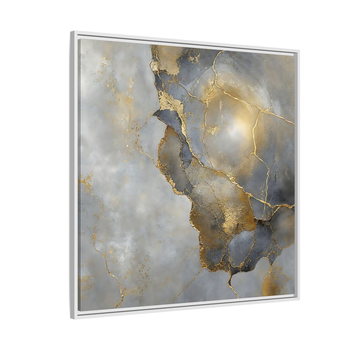 Side Mockup 4. Gilded Marble Texture shown as framed canvas print