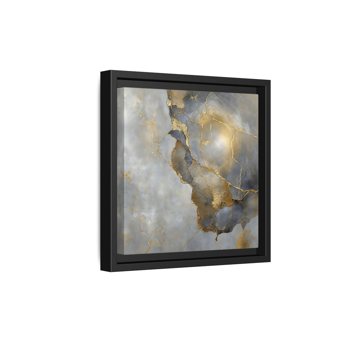 Side Mockup 21. Gilded Marble Texture shown as framed canvas print