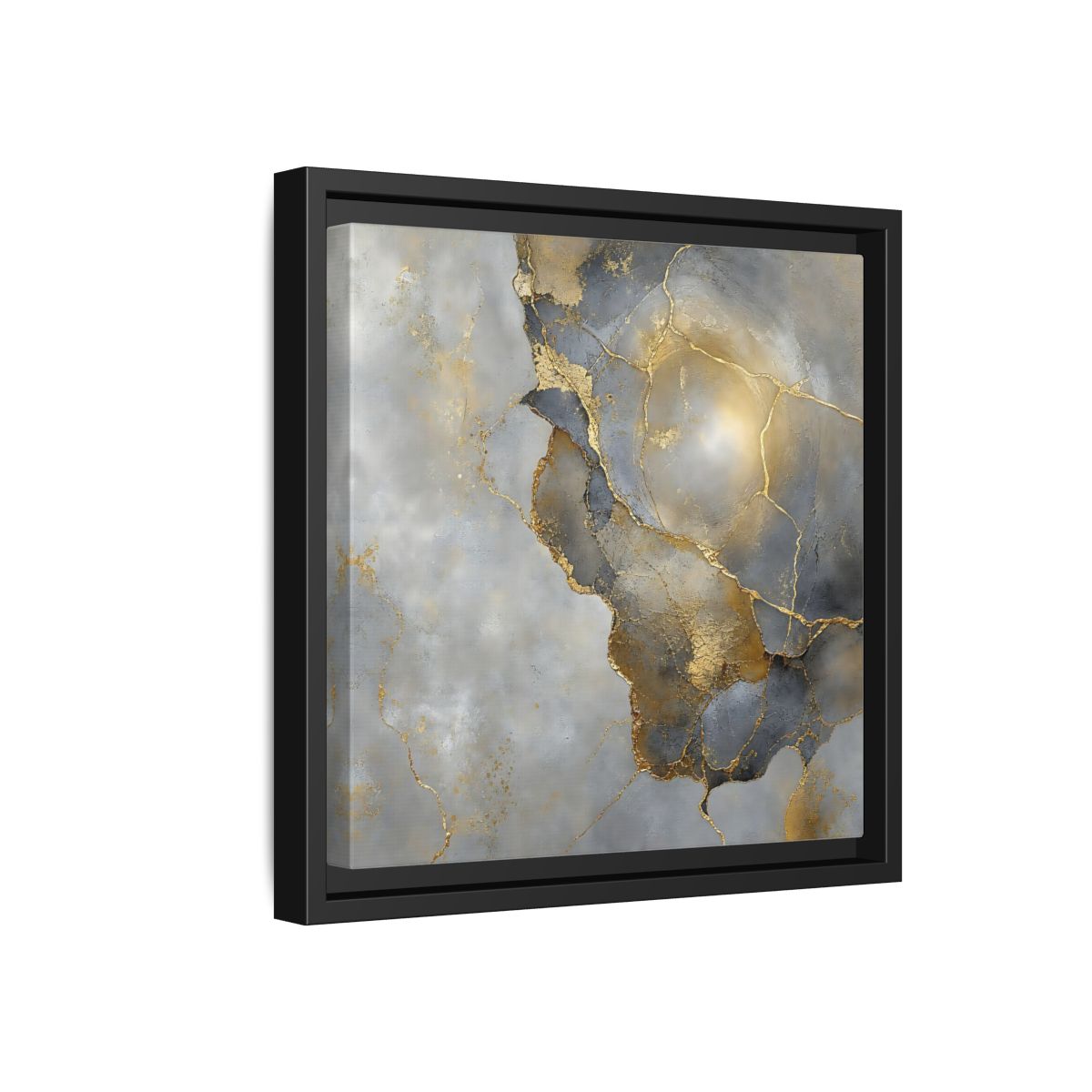 Side Mockup 18. Gilded Marble Texture shown as framed canvas print