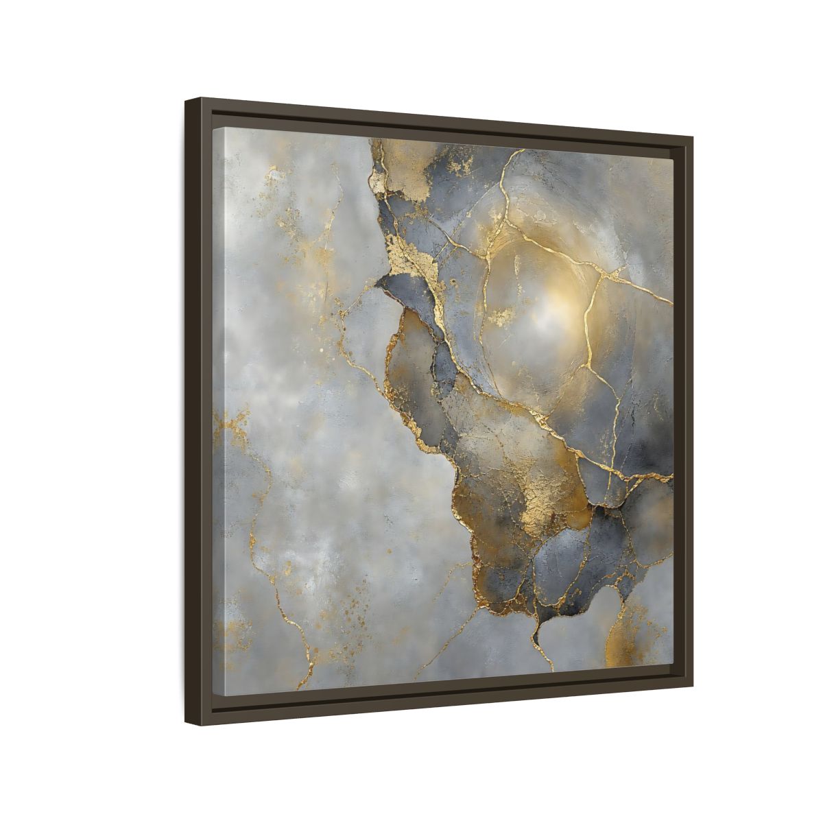 Side Mockup 11. Gilded Marble Texture shown as framed canvas print