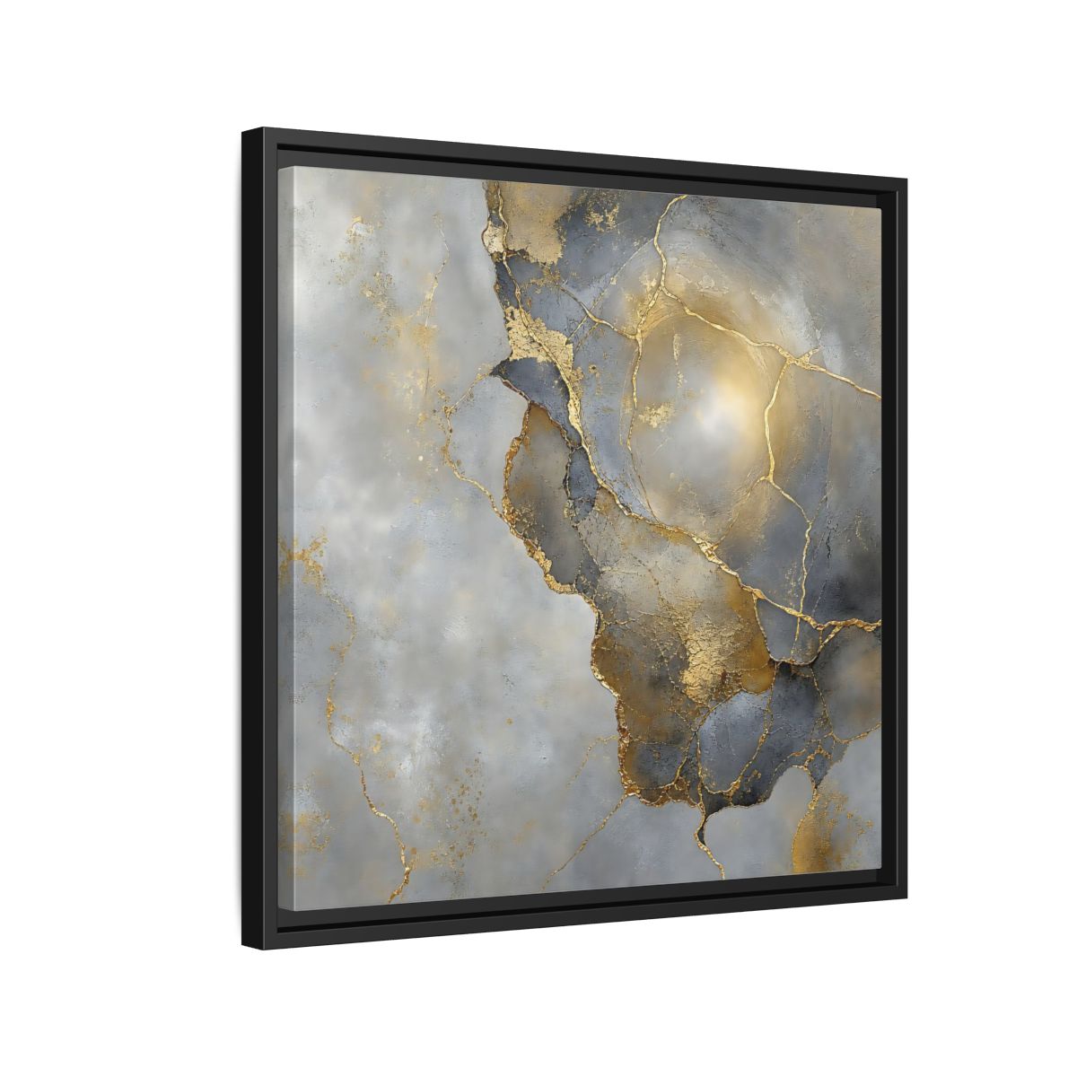 Side Mockup 12. Gilded Marble Texture shown as framed canvas print