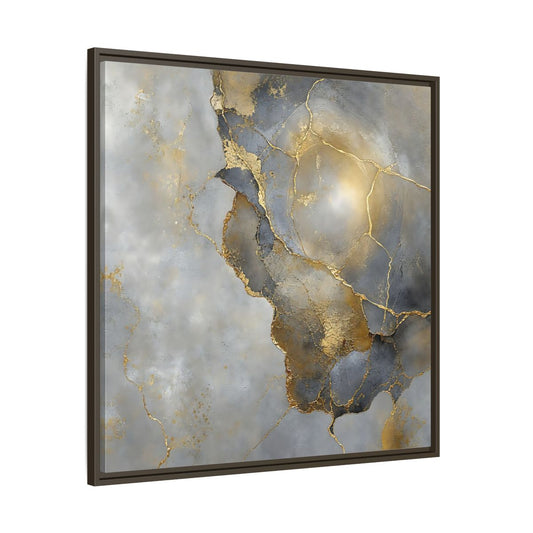 Main Mockup. Gilded Marble Texture shown as framed canvas print