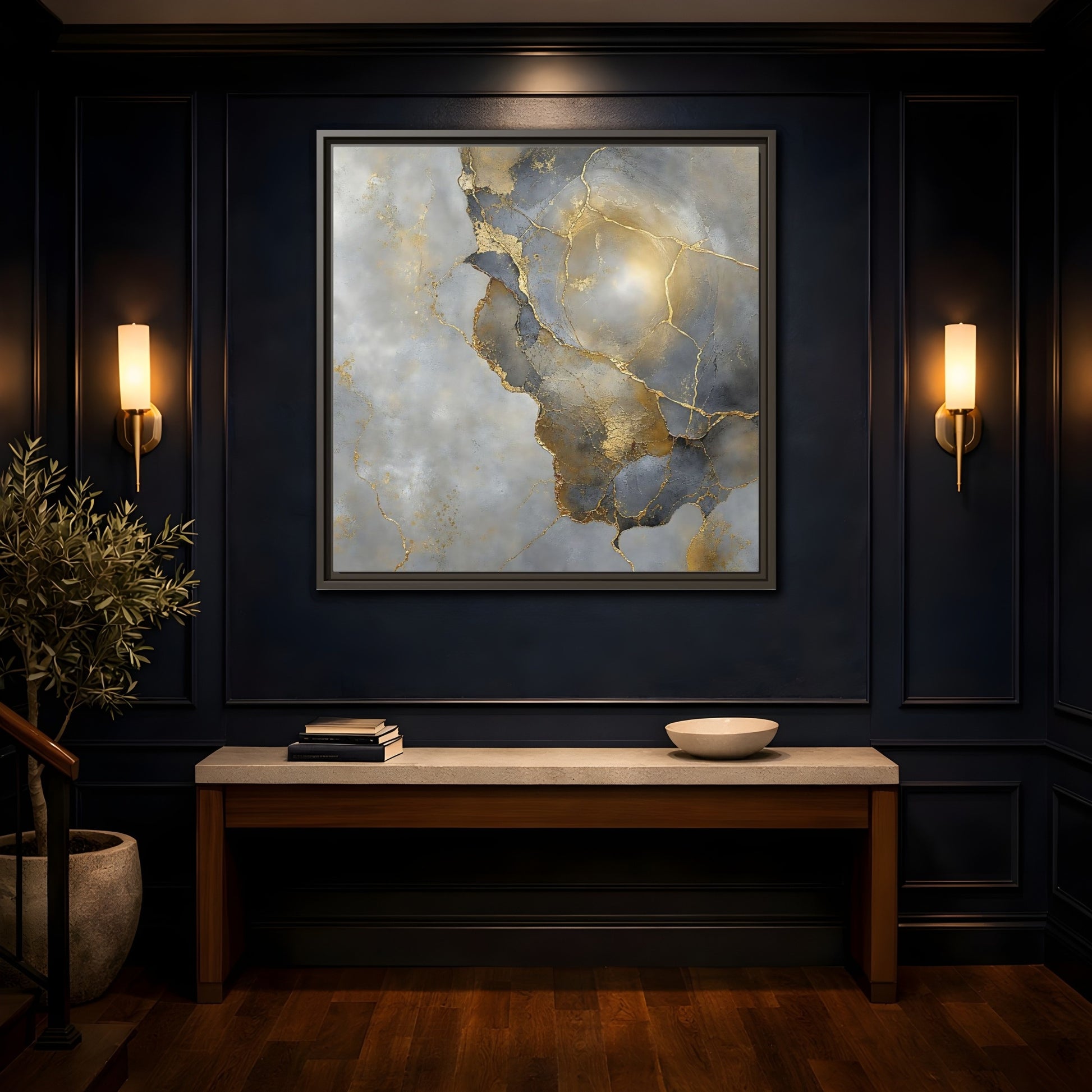 Mockup 4. Gilded Marble Texture shown as framed canvas print